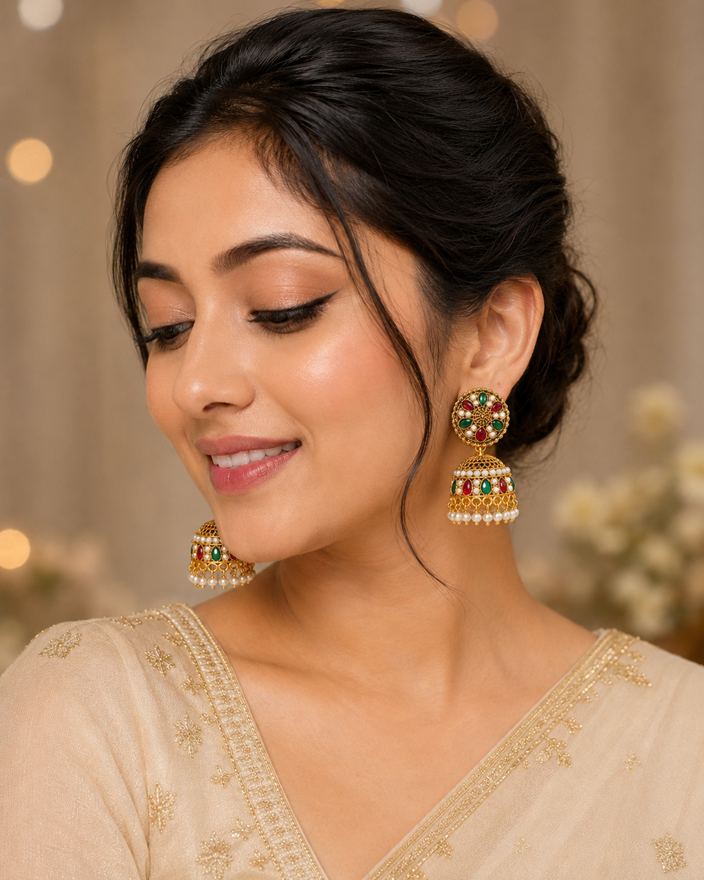 Gold Plated Traditional Jhumkha Earrings