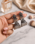 Oxidised Temple Jhumkha Earrings